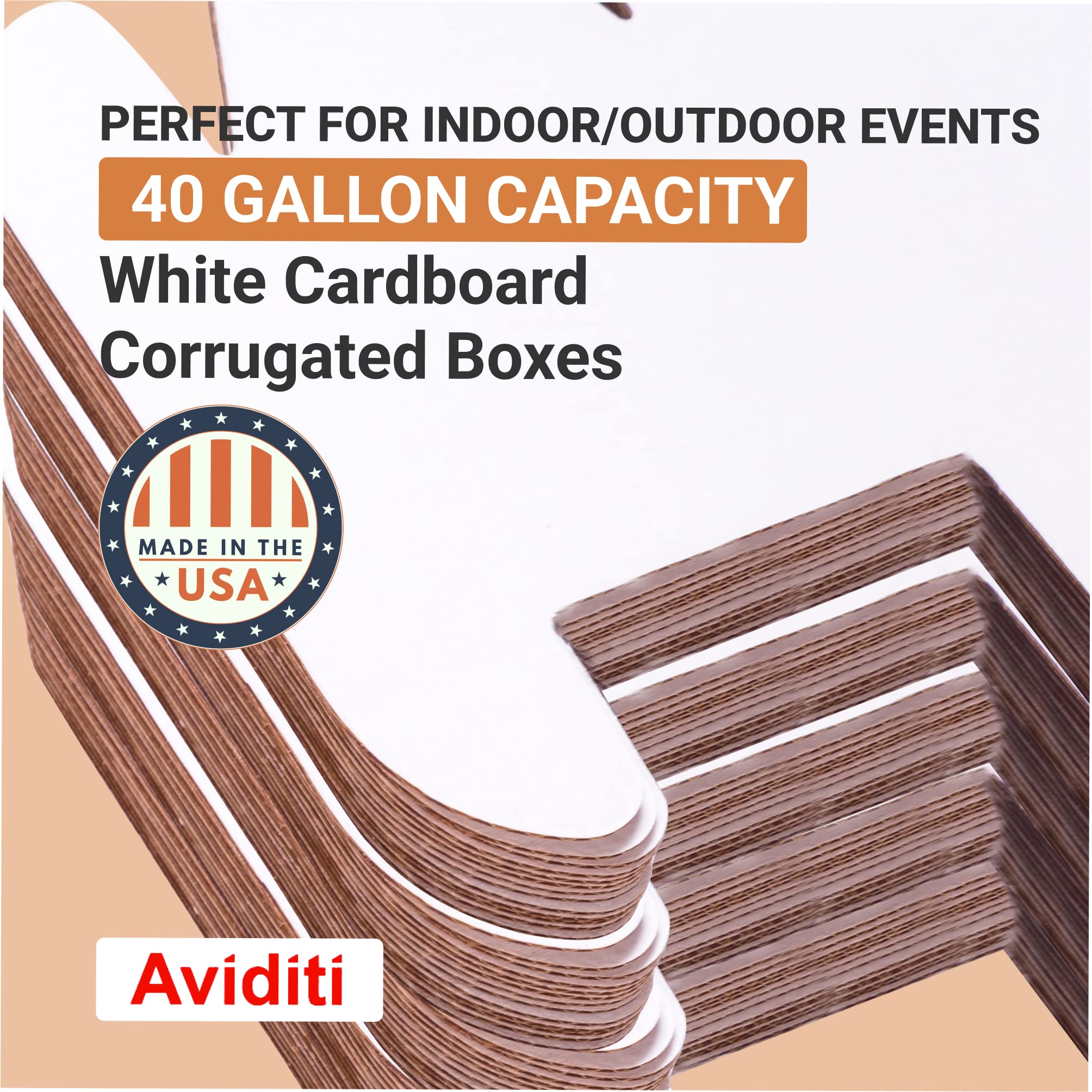 Box USA 40 Gallon 18" L x 18" W x 30" H 10-Pack Cardboard Trash Cans and Recycling Bins, Reusable or Disposable Pop Up Garbage Boxes for Parties, Outdoor Events, Heavy Duty, Plain - Image 3